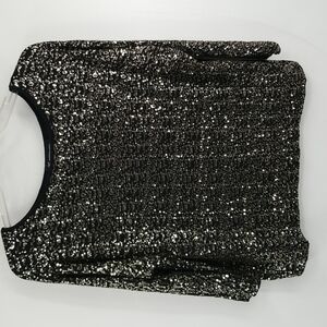 INC International Black Sequined Evening Blouse